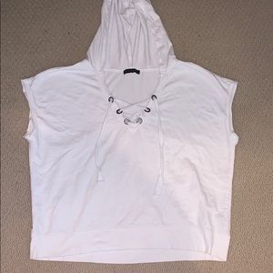 White hooded tee